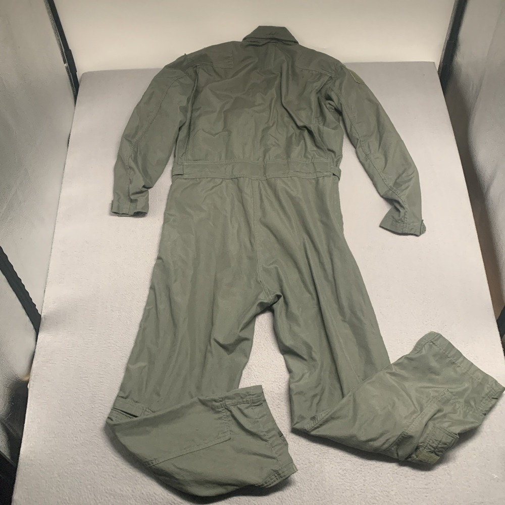 Military Flight Suit Flyer's Summer Coveralls Fire Resistant 42 Long Sage Green - Picture 2 of 16